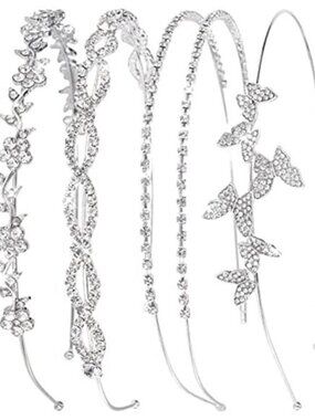 Rhinestone Headband Set Metal Hair Band Sparkly Bridal Prom Accessories